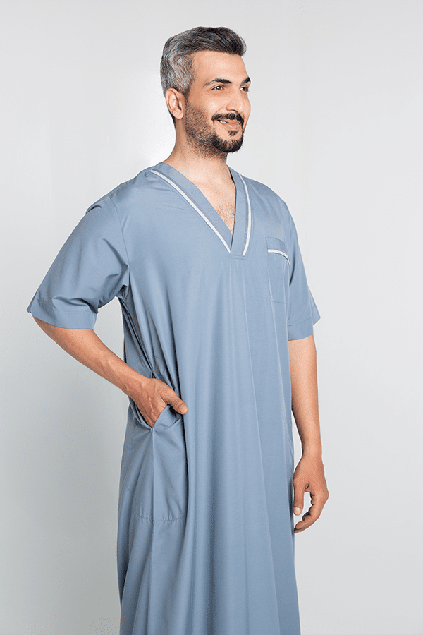 Basic Jalabiya Light blue & Gray Men